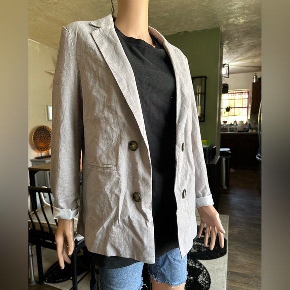 Halston Linen Blend Blazer Suit Jacket - Picture 5 of 9